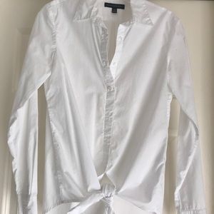 Crisp white tie front shirt
